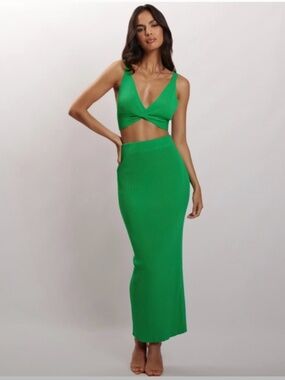 MESHKI Kaesha Twist Front Knit Top & Maxi Knitted Skirt